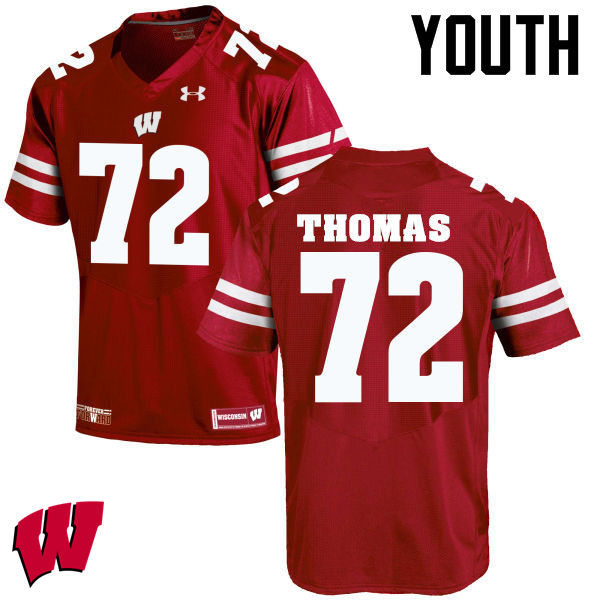 Wisconsin Badgers Youth #72 Joe Thomas NCAA Under Armour Authentic Red College Stitched Football Jersey GE40U70TX